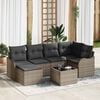 vidaXL Garten-Sofa-Set mit Kissen 7 pcs Grau Poly Rattan