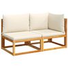 vidaXL Gartensofa mit Kissen 2-Sitzer Holz Akazie & Rattan