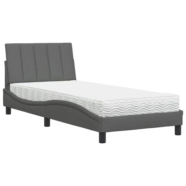 vidaXL Bett mit Matratze "Hanko" Dunkelgrau 80x200 cm Stoff