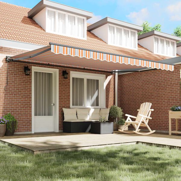 vidaXL Einziehbare Markise Blau und Orange 450 x 300 cm