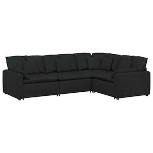 vidaXL Modulares Sofa mit Kissen Stoff Schwarz