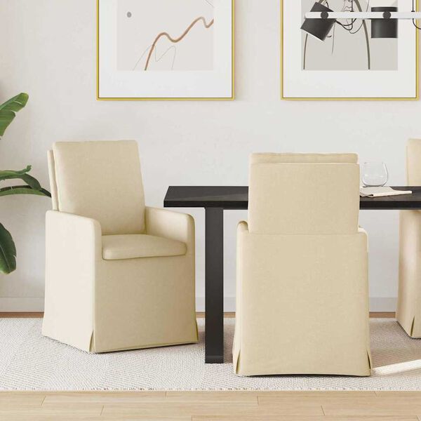 vidaXL Esszimmerst&uuml;hle 2 pcs Creme 57 x 67 x 98 cm Stoff