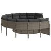 vidaXL Gartensofa mit Kissen Rund Grau Poly Rattan