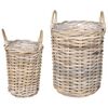 vidaXL Blumentopfkorb mit Speicher 2 Stk. Nat&uuml;rliches Grau Kubu Rattan