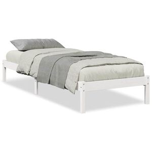 vidaXL Massivholzbett Extra Lang ohne Matratze Wei&szlig; 90x210 Kiefernholz