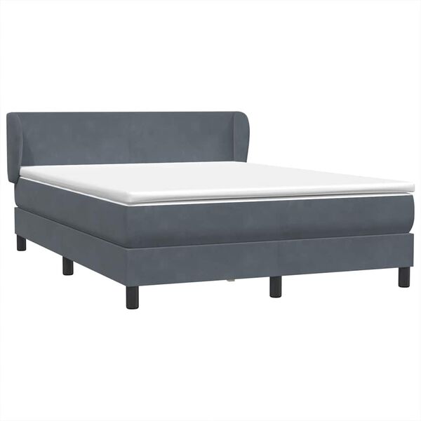 vidaXL Boxspringbett mit Matratze Dunkelgrau 140x220 cm Samt