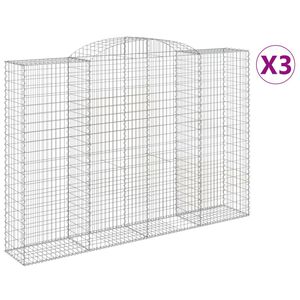 vidaXL Gabionen mit Hochbogen 3 Stk. 300x50x200/220cm Verzinktes Eisen