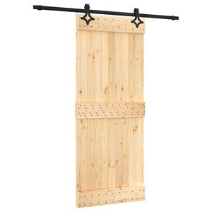 vidaXL Schiebet&uuml;r Nat&uuml;rlich und Schwarz 85 x 210 cm Massivkiefer