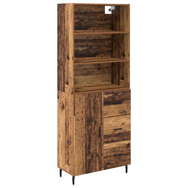 vidaXL Highboard mit Schubladen 2 pcs Altholz Engineered Wood und Glas