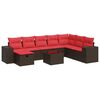 vidaXL 9-tlg. Garten-Sofagarnitur mit Kissen Braun Poly Rattan