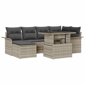 vidaXL Gartensofa-set 7 stk. Hellgrau Poly-Rattan