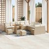 vidaXL Garten-Sofa-Set mit Kissen 13 pcs Beige Poly Rattan