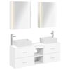 vidaXL Badezimmerm&ouml;bel-Set 5 pcs Wei&szlig; Ingenieurholz und Glas