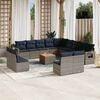 vidaXL 14-teiliges Gartensofa-Set mit Kissen, grau, Polyrattan