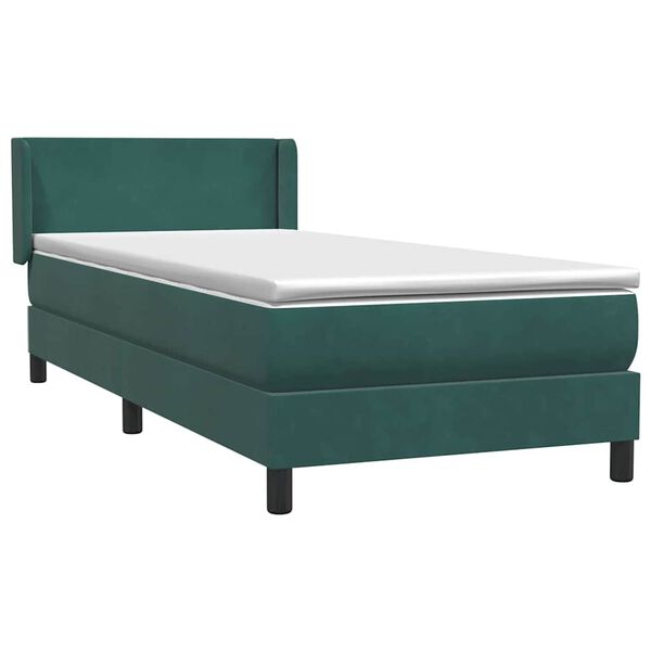 vidaXL Boxspringbett mit Matratze Dunkelgr&uuml;n 100x220 cm Samt