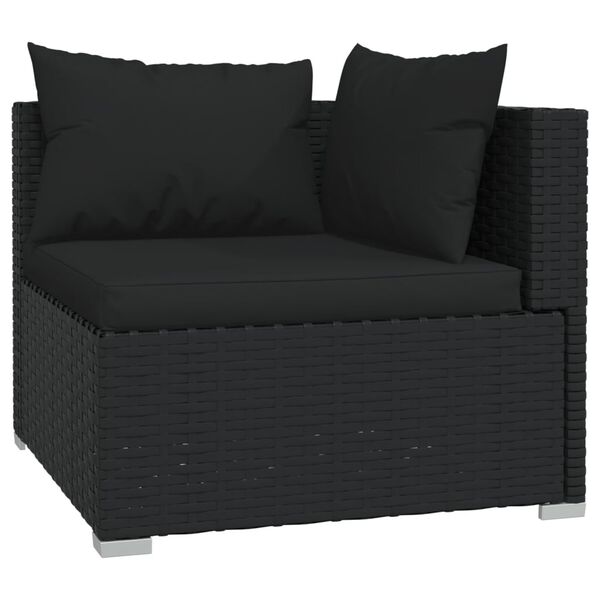 vidaXL 11-tlg. Garten-Lounge-Set mit Kissen Poly Rattan Schwarz