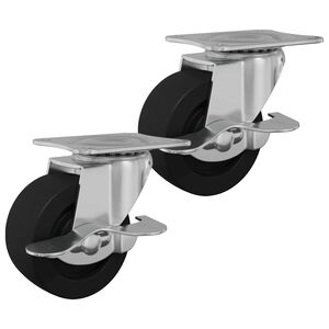 vidaXL Bockrolle 2 Stk. Schwarz und Silber 50,7 x 50,7 x 24,4 mm