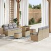 vidaXL Gartensofa-set mit Kissen 9 pcs Beige Poly-Rattan
