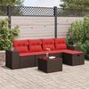 vidaXL 6-tlg. Garten-Sofagarnitur mit Kissen Braun Poly Rattan