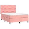 vidaXL Boxspringbett mit Matratze & LED Rosa 140x200 cm Samt