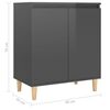 vidaXL Sideboard mit Massivholz-Beinen Hochglanz-Grau 60x35x70 cm