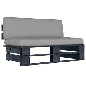 vidaXL Garten-Paletten-Mittelsofa Schwarz Impr&auml;gniertes Kiefernholz