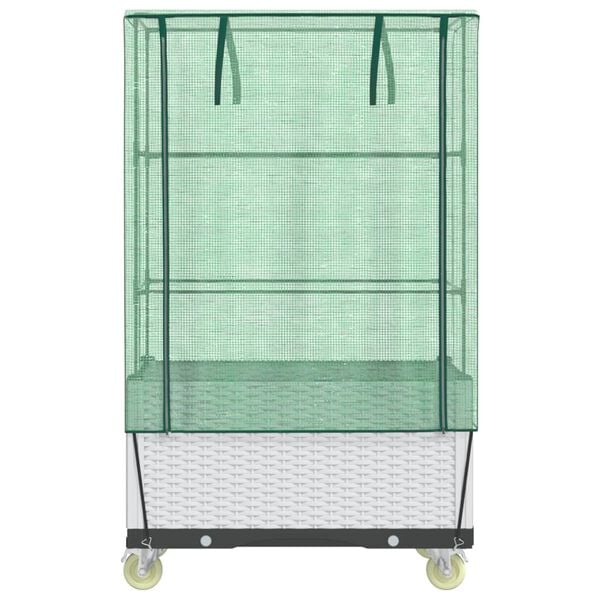 vidaXL Hochbeet mit Aufsatz und Rollen Rattan-Optik 80x50x182 cm