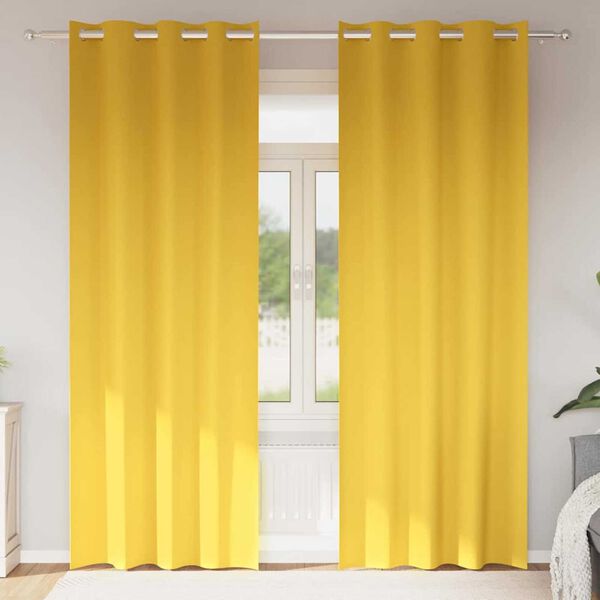 vidaXL Verdunkelungs-Vorh&auml;nge mit Ringen 2 pcs Senfgelb 225 x 140 cm