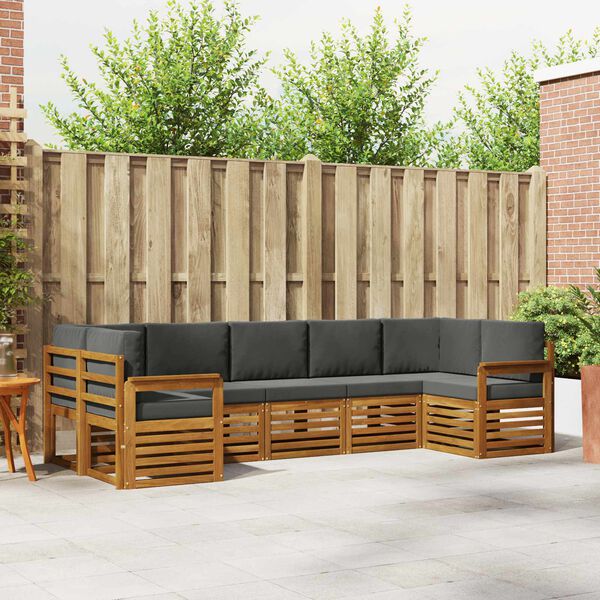 vidaXL Ecksofa Set 7 pcs Natur und Anthrazit Massivholz Akazie