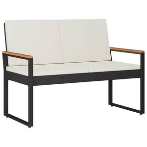 vidaXL Bank Outdoor Schwarz und Cremewei&szlig; 107 x 61 x 80 cm Poly-Rattan