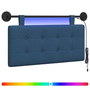 vidaXL H&auml;ngendes Kopfteil Mit LED Licht Blau Stoff