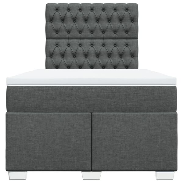 vidaXL Boxspringbett mit Matratze Dunkelgrau 120x200 cm Stoff