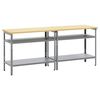vidaXL Werkbank-Set 2 Stk. Beige und Grau Pulverbeschichteter Stahl