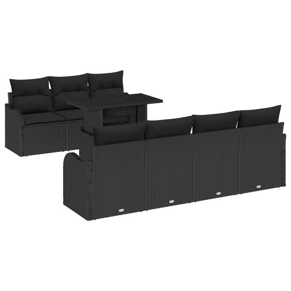 vidaXL Gartensofa-set mit Kissen mit Kissen 8 pcs Schwarz Poly Rattan