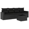 vidaXL 5-tlg. Garten-Sofagarnitur mit Kissen Schwarz Poly Rattan