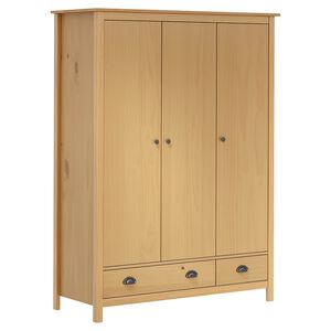 vidaXL Kleiderschrank mit 3 T&uuml;ren Hill 127x50x170cm Massivholz Kiefer