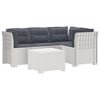 vidaXL 4-Sitzer Garten Sofa mit Kissen Rattan Look PP Wei&szlig;