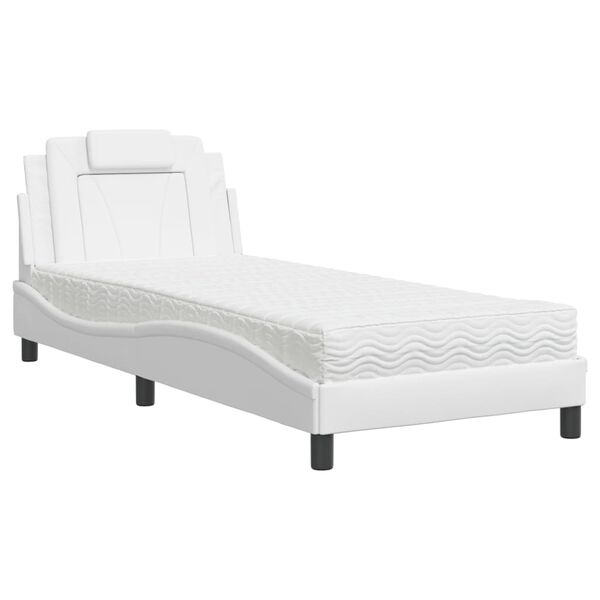 vidaXL Bett "Viana" mit Matratze Weiß 90x190 cm Kunstleder