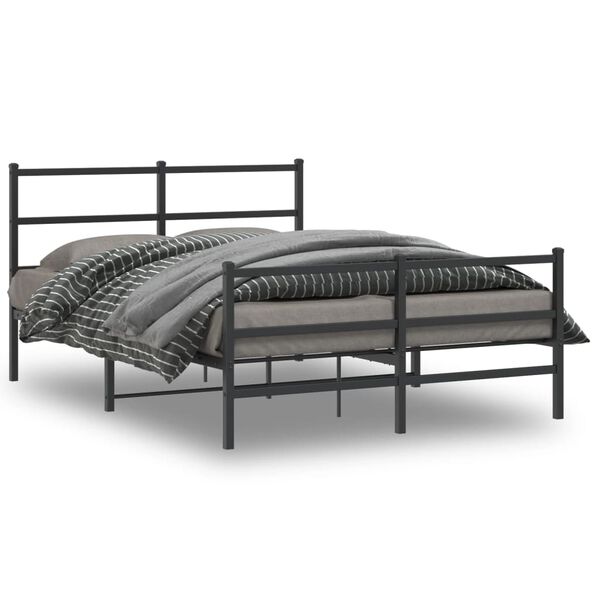 vidaXL Bettgestell mit Kopf- und Fu&szlig;teil Metall Schwarz 140x190 cm