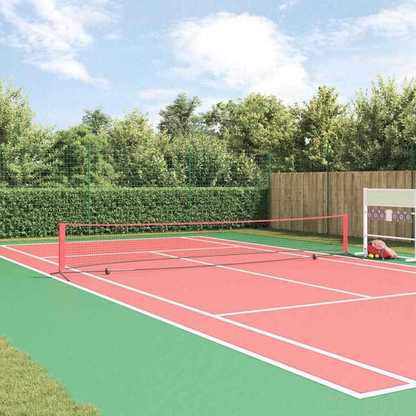 vidaXL Tennisnetz Schwarz und Rot 595 x 90,5 x 87 cm Polyester
