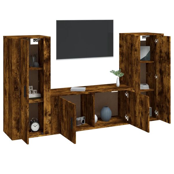 vidaXL 3-tlg. TV-Schrank-Set R&auml;uchereiche Holzwerkstoff