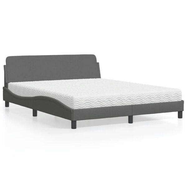 vidaXL Bett mit Matratze "Dover" Dunkelgrau 160x200 cm Stoff