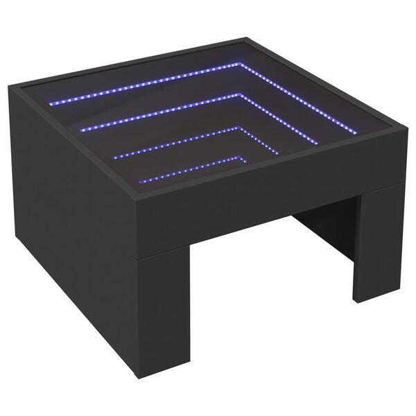 vidaXL Couchtisch mit Infinity-LED Schwarz 50x50x30 cm