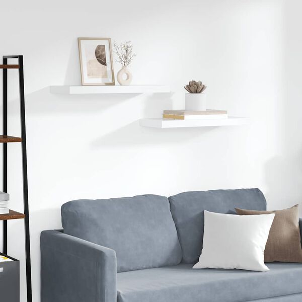 vidaXL Schwebende Wandregale 2 Stk. Wei&szlig; 60x23,5x3,8cm MDF