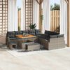 vidaXL Garten-Sofa-Set mit Kissen 13 pcs Grau Poly Rattan