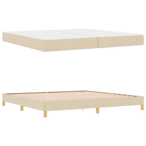 vidaXL Boxspringbett mit Matratze Creme 200 x 200 cm Stoff