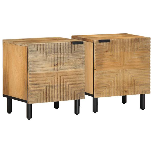 vidaXL Nachttische 2 Stk. Braun 40x33x46 cm Massivholz Mango