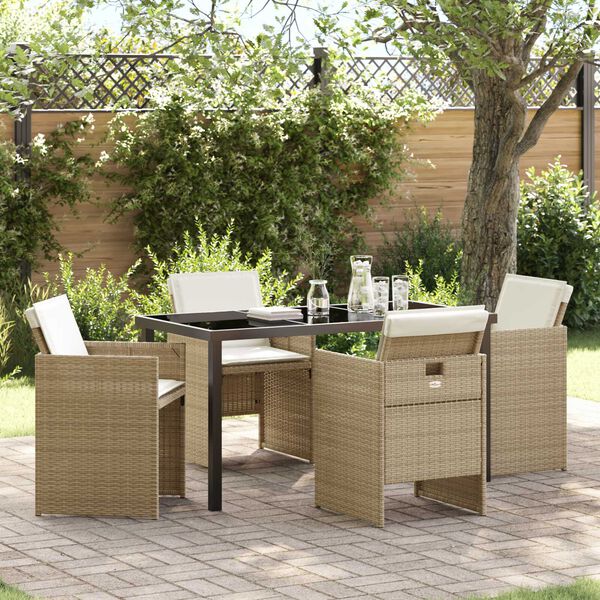 vidaXL Garten Essgruppe 5 pcs Beige Poly-Rattan