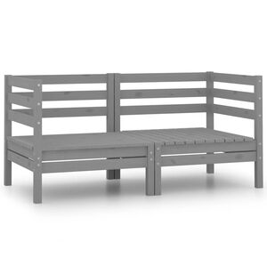 vidaXL 2-Sitzer-Gartensofa Grau Kiefer Massivholz