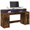 vidaXL LED-Schreibtisch R&auml;uchereiche 160x55x91 cm Holzwerkstoff